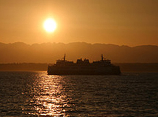 A bright red sunset from the sundeck.